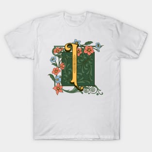 Art Nouveau Letter I, Ornamental Letter I, Art Deco T-Shirt